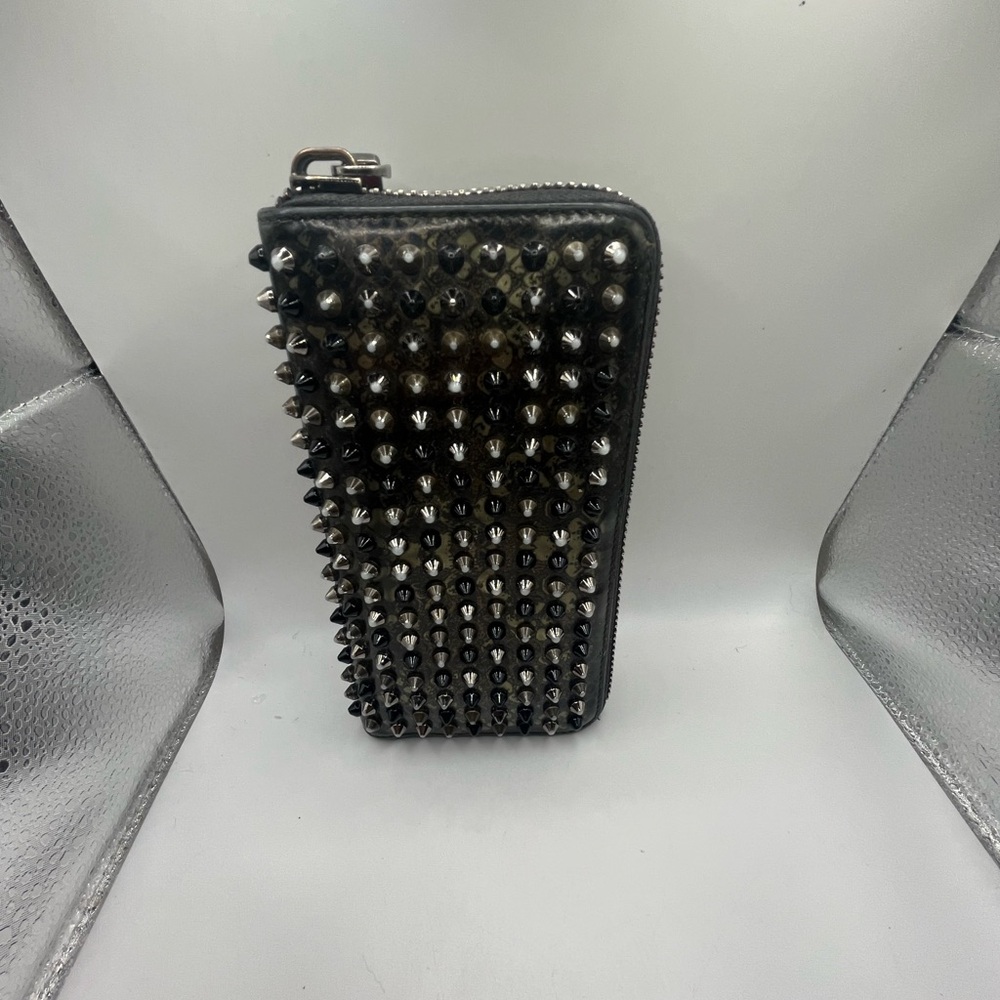 Christian Louboutin panettone studs leather black zip long wallet - Picture 3 of 9